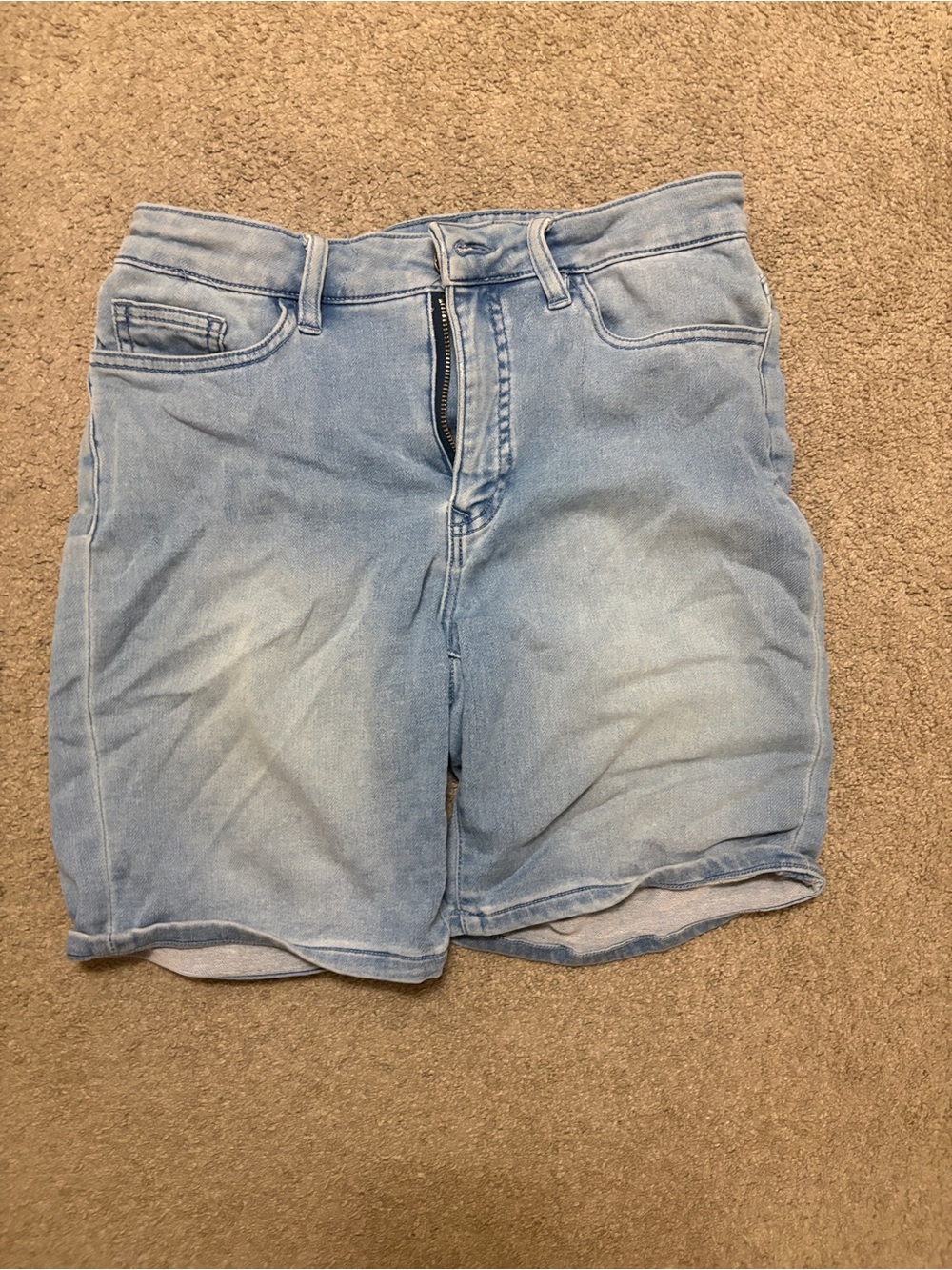 Women’s Denim Jean Shorts - Light Blue & Black - Picture 2 of 7